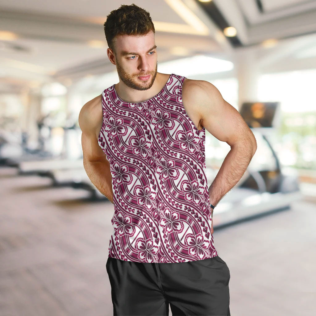 Hibiscus Bloom Island Tribal Waves Men Tank Top Pink Polynesian Pattern LT01 Pink - Polynesian Pride