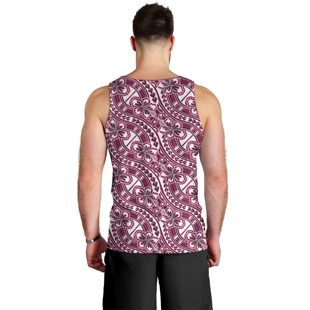 Hibiscus Bloom Island Tribal Waves Men Tank Top Pink Polynesian Pattern LT01 - Polynesian Pride
