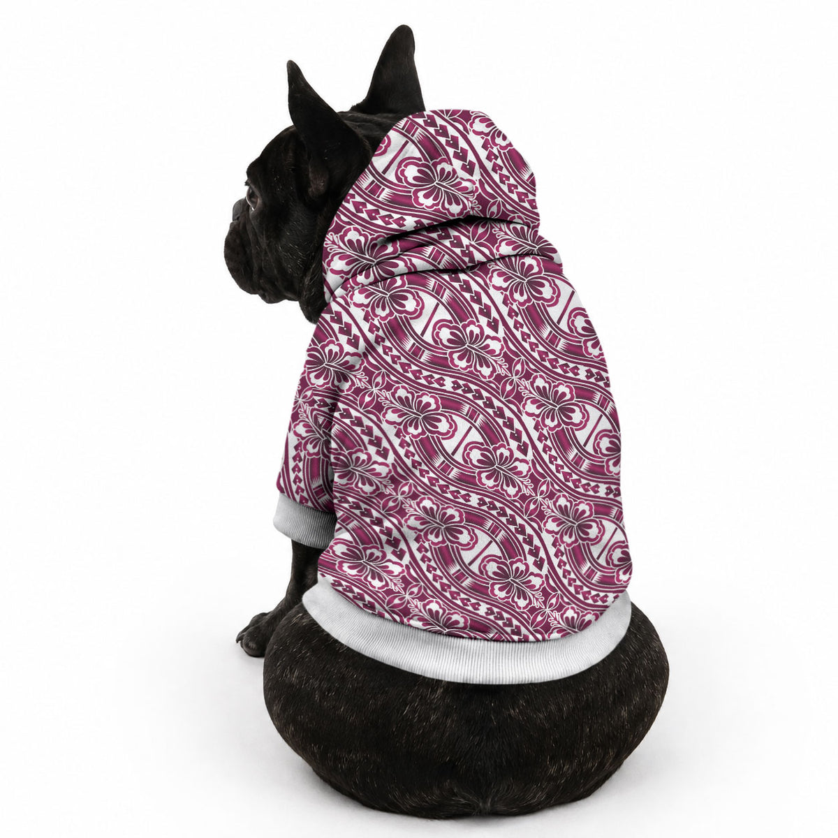 Hibiscus Bloom Island Tribal Waves Pet Hoodie Pink Polynesian Pattern LT01 - Polynesian Pride