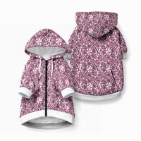 Hibiscus Bloom Island Tribal Waves Pet Hoodie Pink Polynesian Pattern LT01 Zip-up Pink - Polynesian Pride