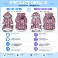 Hibiscus Bloom Island Tribal Waves Pet Hoodie Pink Polynesian Pattern LT01 - Polynesian Pride
