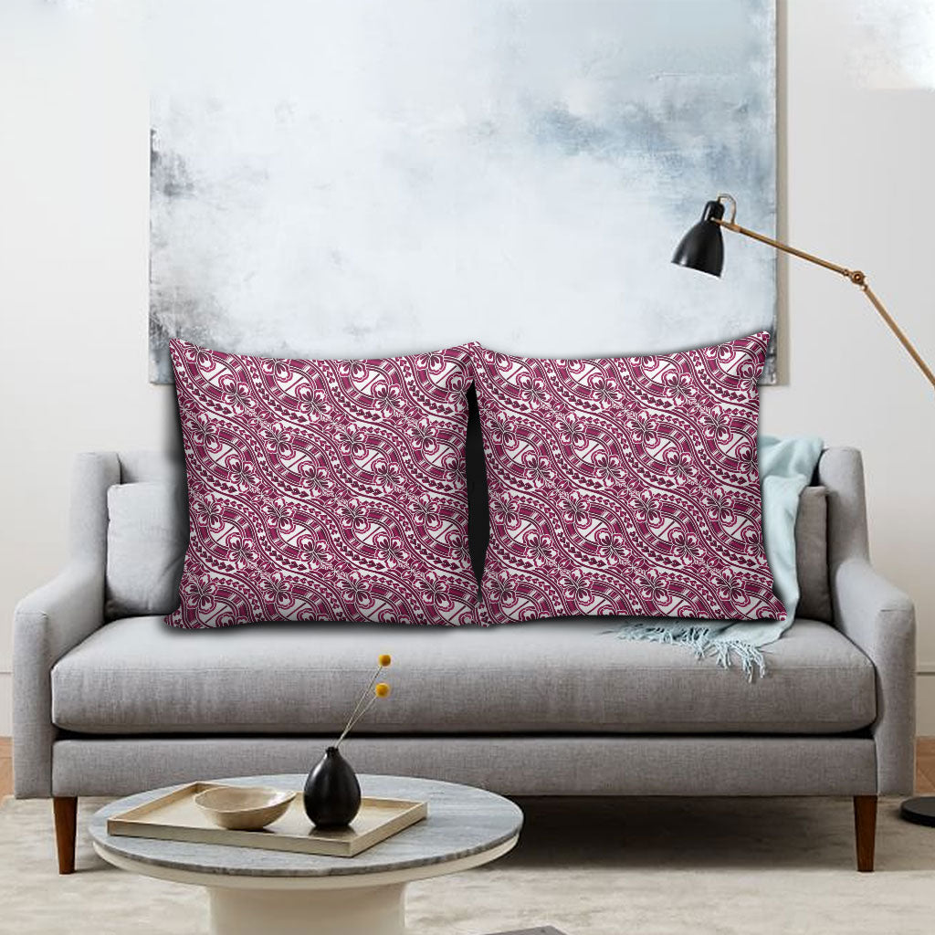 Hibiscus Bloom Island Tribal Waves Pillow Cover Pink Polynesian Pattern LT01 - Polynesian Pride