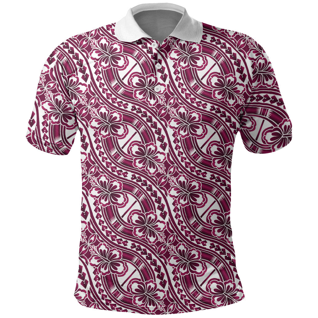 Hibiscus Bloom Island Tribal Waves Polo Shirt Pink Polynesian Pattern LT01 Pink - Polynesian Pride