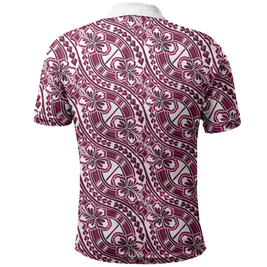 Hibiscus Bloom Island Tribal Waves Polo Shirt Pink Polynesian Pattern LT01 - Polynesian Pride