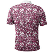 Hibiscus Bloom Island Tribal Waves Polo Shirt Pink Polynesian Pattern LT01 - Polynesian Pride