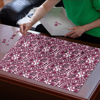 Hibiscus Bloom Island Tribal Waves Puzzle Pink Polynesian Pattern LT01 - Polynesian Pride