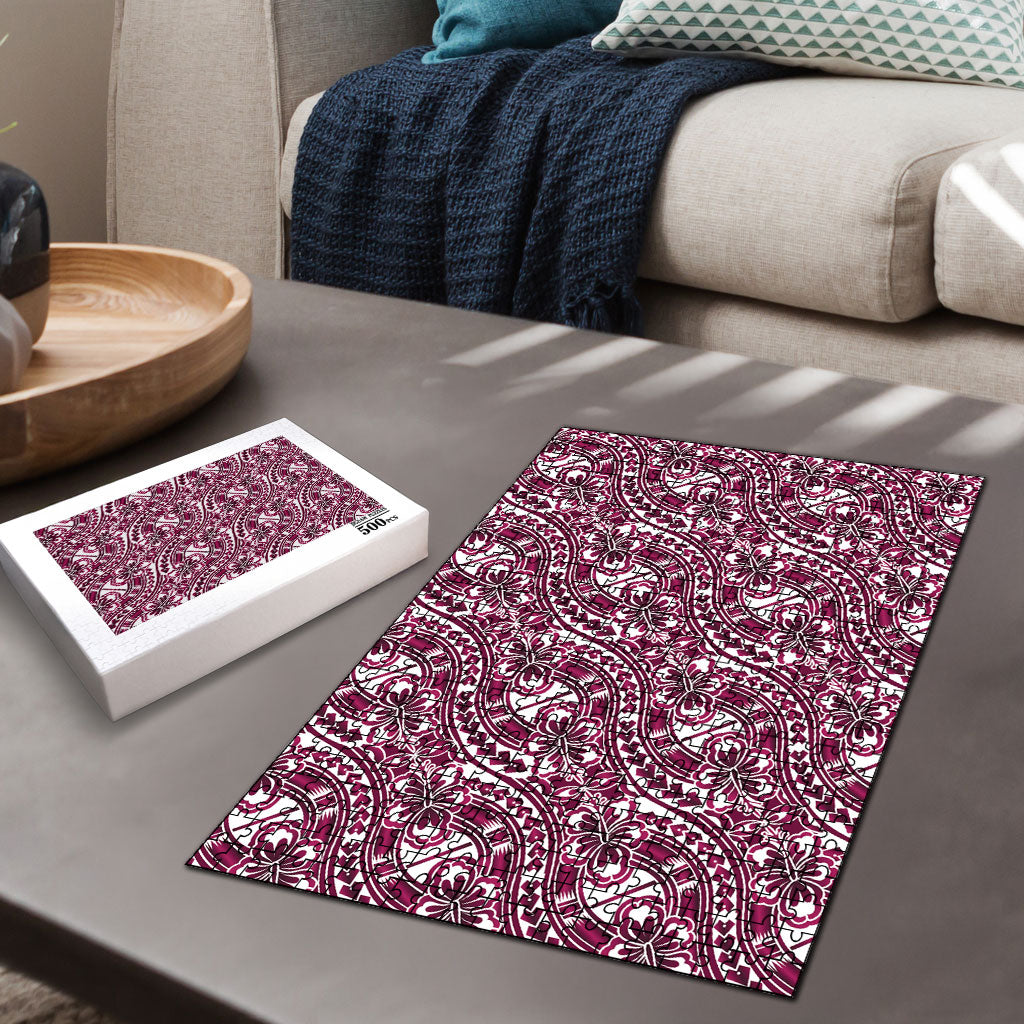 Hibiscus Bloom Island Tribal Waves Puzzle Pink Polynesian Pattern LT01 - Polynesian Pride