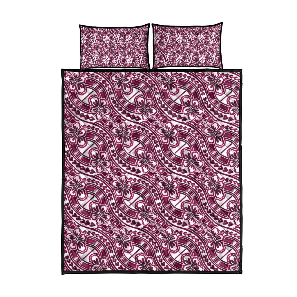 Hibiscus Bloom Island Tribal Waves Quilt Bed Set Pink Polynesian Pattern LT01 - Polynesian Pride