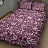 Hibiscus Bloom Island Tribal Waves Quilt Bed Set Pink Polynesian Pattern LT01 - Polynesian Pride