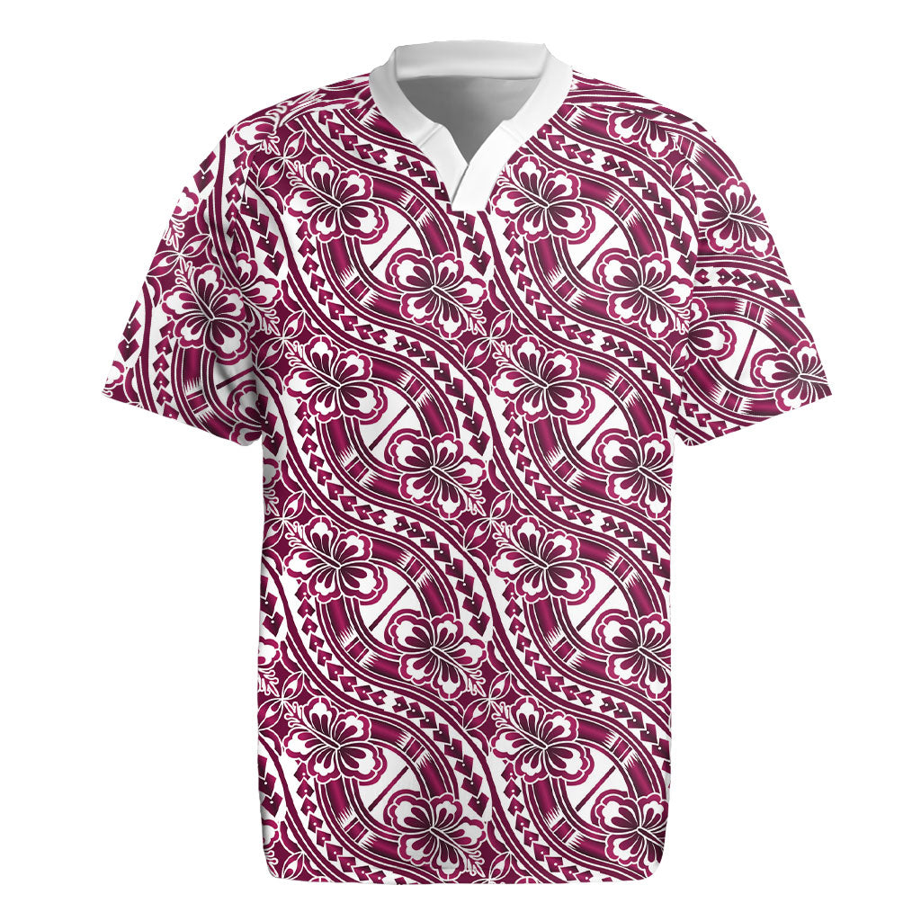 Hibiscus Bloom Island Tribal Waves Rugby Jersey Pink Polynesian Pattern LT01 Pink - Polynesian Pride
