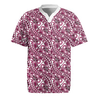 Hibiscus Bloom Island Tribal Waves Rugby Jersey Pink Polynesian Pattern LT01 Pink - Polynesian Pride