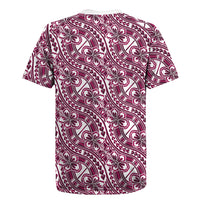 Hibiscus Bloom Island Tribal Waves Rugby Jersey Pink Polynesian Pattern LT01 - Polynesian Pride