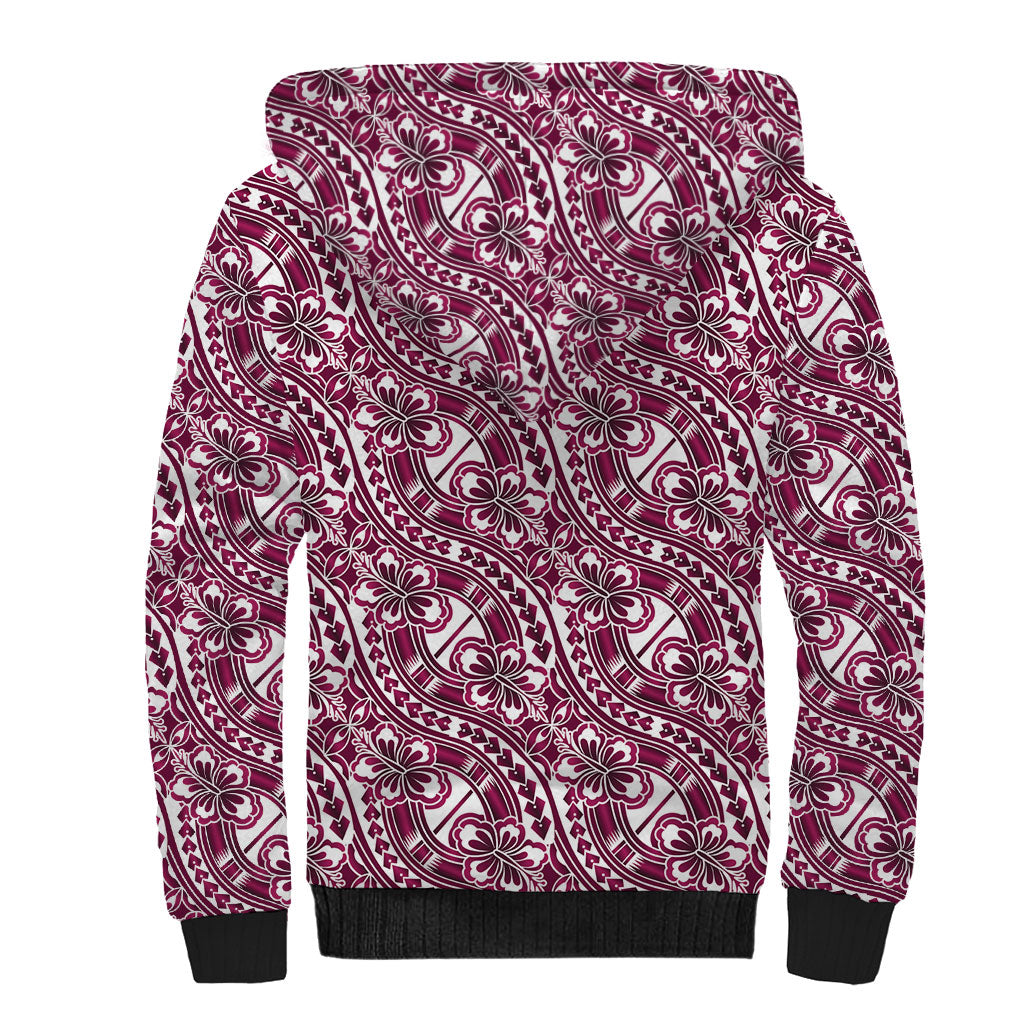 Hibiscus Bloom Island Tribal Waves Sherpa Hoodie Pink Polynesian Pattern LT01 - Polynesian Pride