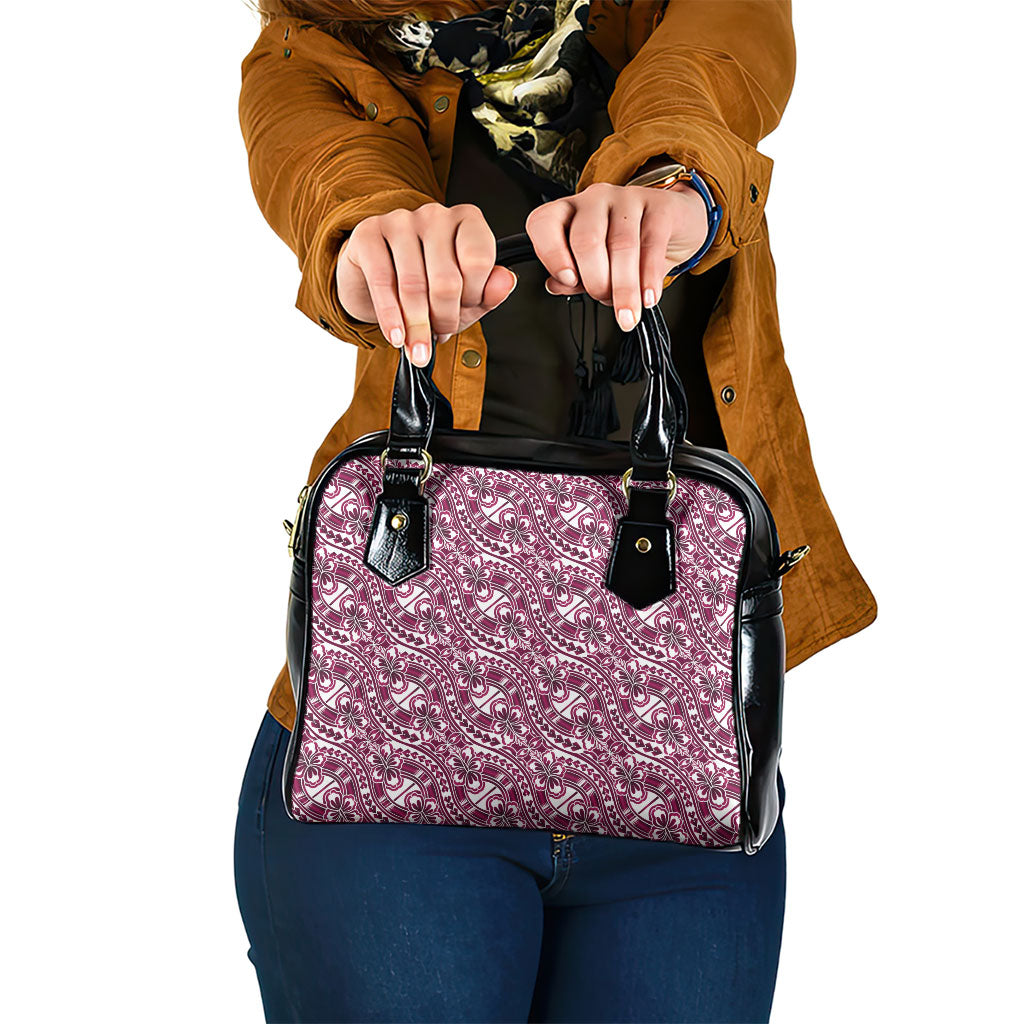 Hibiscus Bloom Island Tribal Waves Shoulder Handbag Pink Polynesian Pattern LT01 One Size Pink - Polynesian Pride