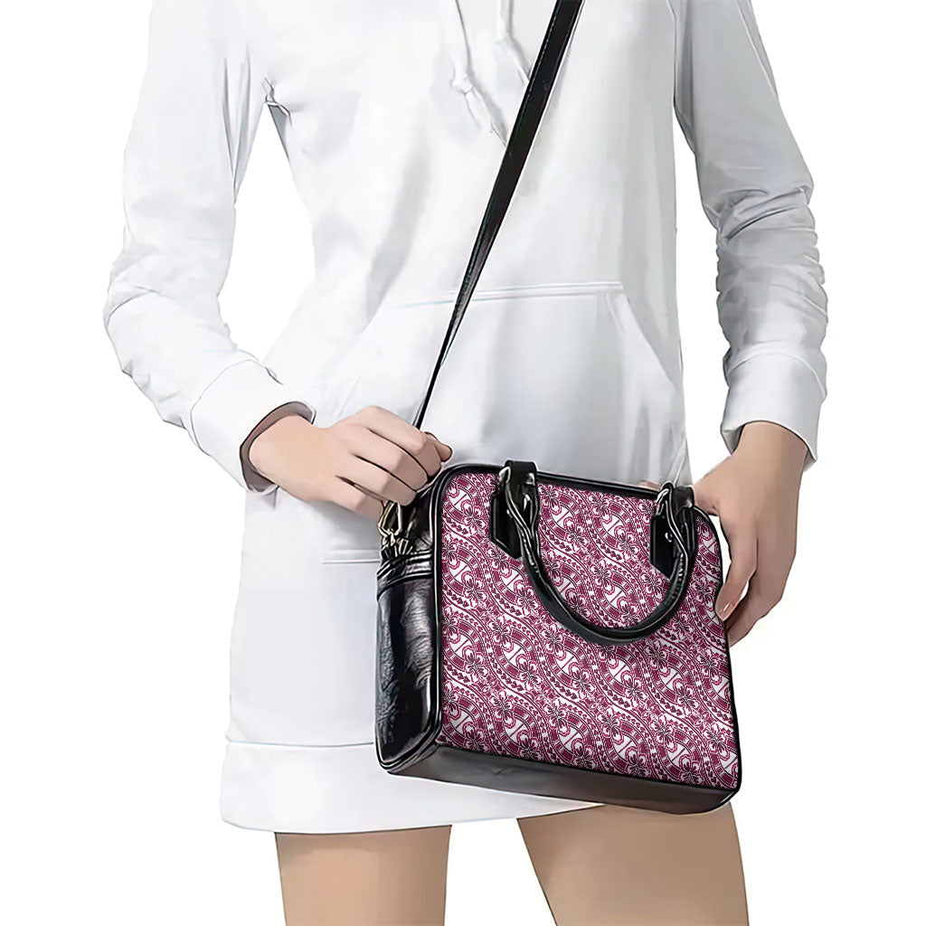 Hibiscus Bloom Island Tribal Waves Shoulder Handbag Pink Polynesian Pattern LT01 - Polynesian Pride