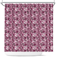 Hibiscus Bloom Island Tribal Waves Shower Curtain Pink Polynesian Pattern LT01 Pink - Polynesian Pride