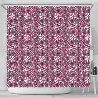 Hibiscus Bloom Island Tribal Waves Shower Curtain Pink Polynesian Pattern LT01 - Polynesian Pride