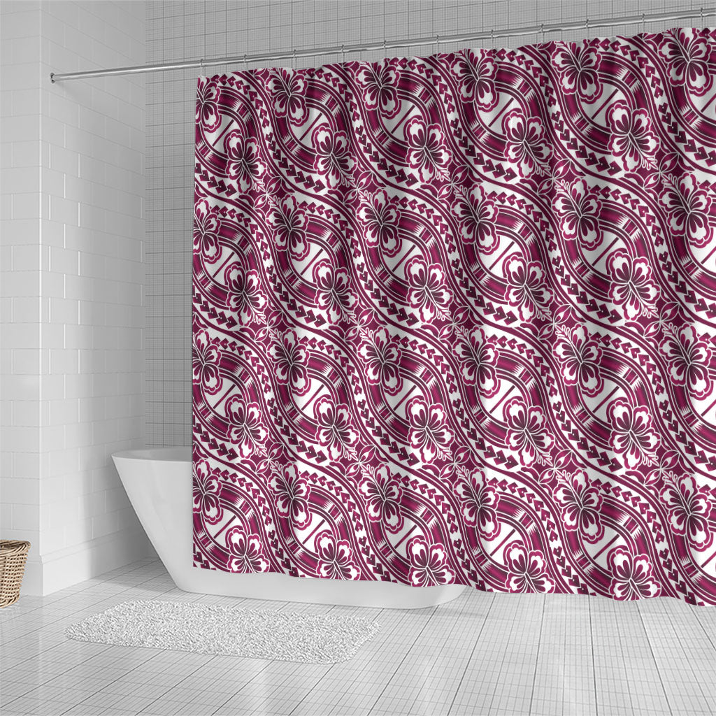 Hibiscus Bloom Island Tribal Waves Shower Curtain Pink Polynesian Pattern LT01 - Polynesian Pride