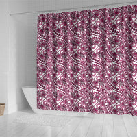 Hibiscus Bloom Island Tribal Waves Shower Curtain Pink Polynesian Pattern LT01 - Polynesian Pride