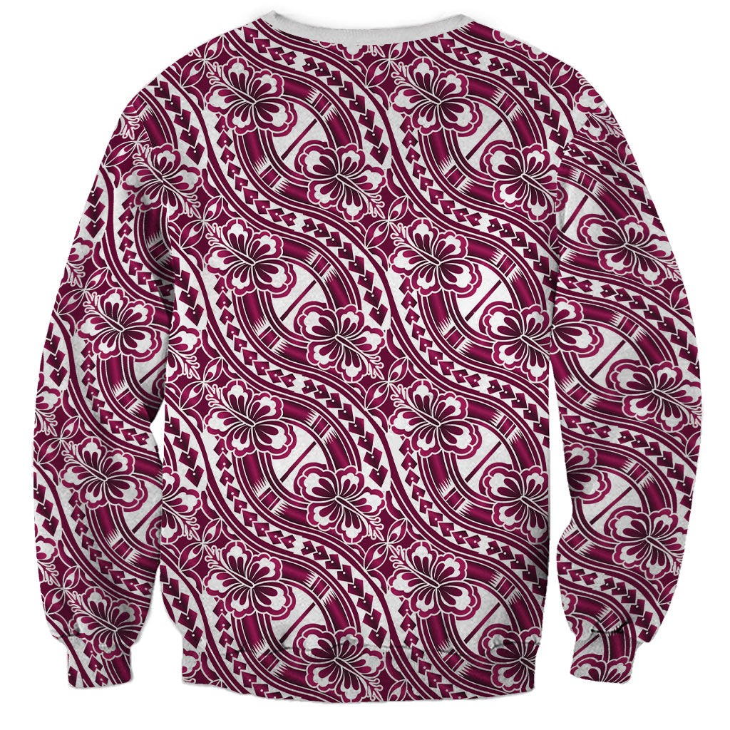 Hibiscus Bloom Island Tribal Waves Sweatshirt Pink Polynesian Pattern LT01 - Polynesian Pride