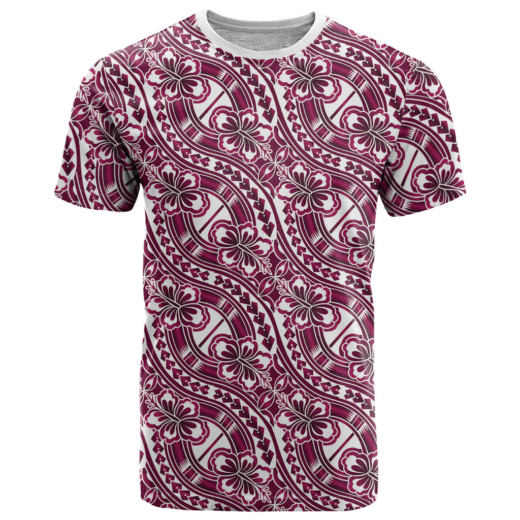 Hibiscus Bloom Island Tribal Waves T Shirt Pink Polynesian Pattern LT01 Pink - Polynesian Pride