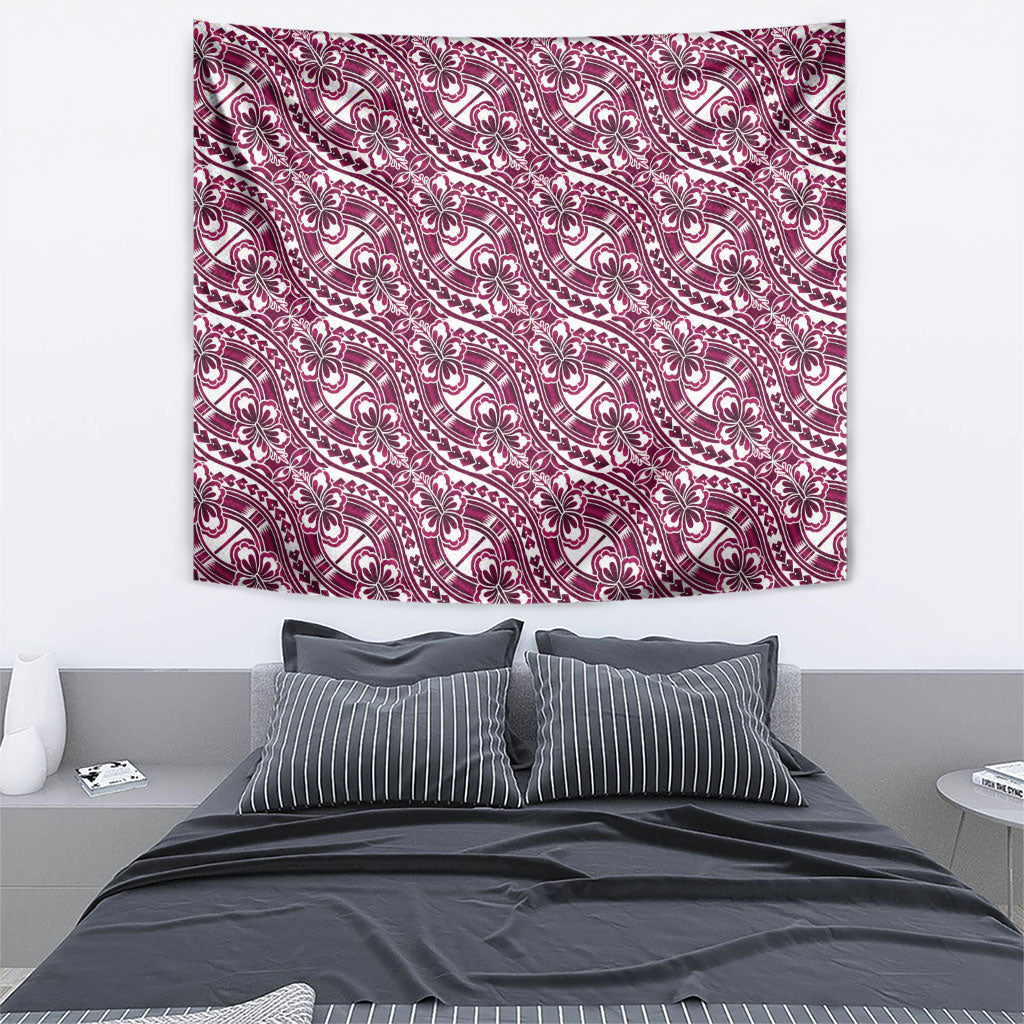 Hibiscus Bloom Island Tribal Waves Tapestry Pink Polynesian Pattern LT01 - Polynesian Pride