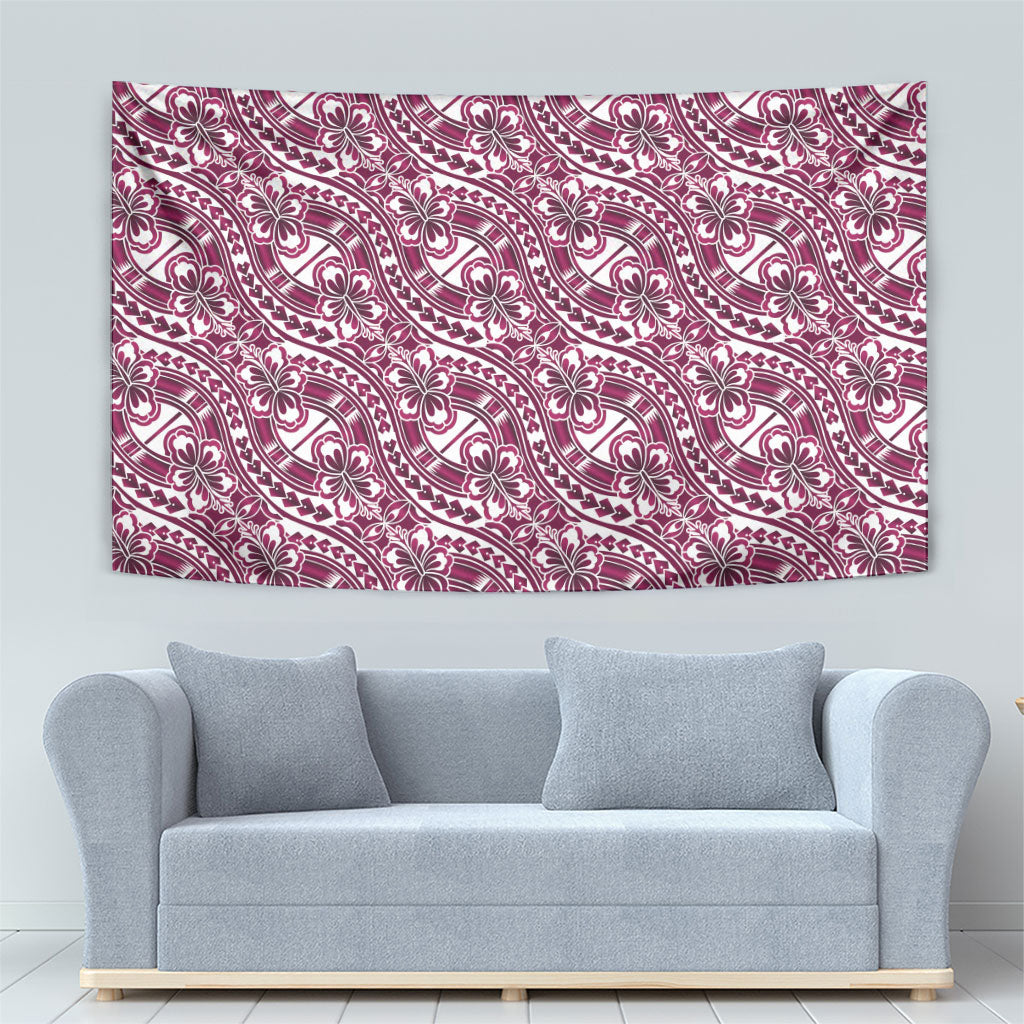 Hibiscus Bloom Island Tribal Waves Tapestry Pink Polynesian Pattern LT01 - Polynesian Pride