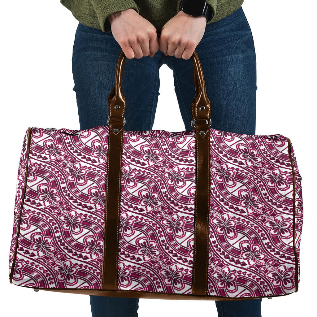 Hibiscus Bloom Island Tribal Waves Travel Bag Pink Polynesian Pattern LT01 Pink - Polynesian Pride