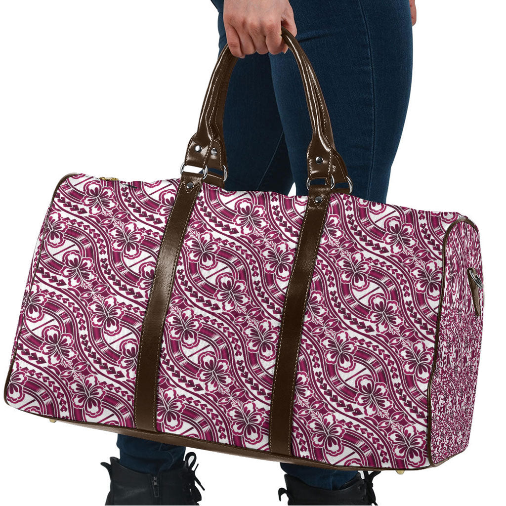 Hibiscus Bloom Island Tribal Waves Travel Bag Pink Polynesian Pattern LT01 - Polynesian Pride