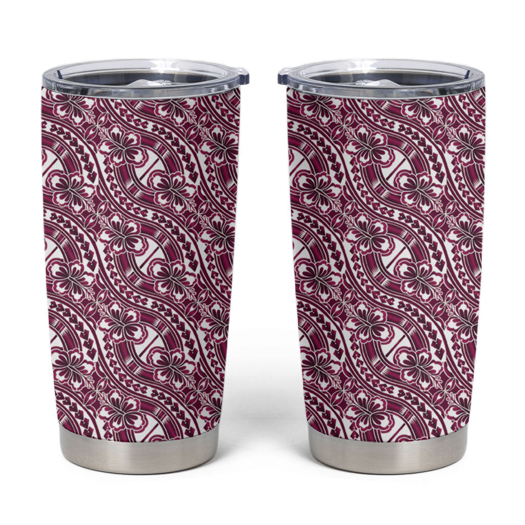 Hibiscus Bloom Island Tribal Waves Tumbler Cup Pink Polynesian Pattern LT01 Pink - Polynesian Pride