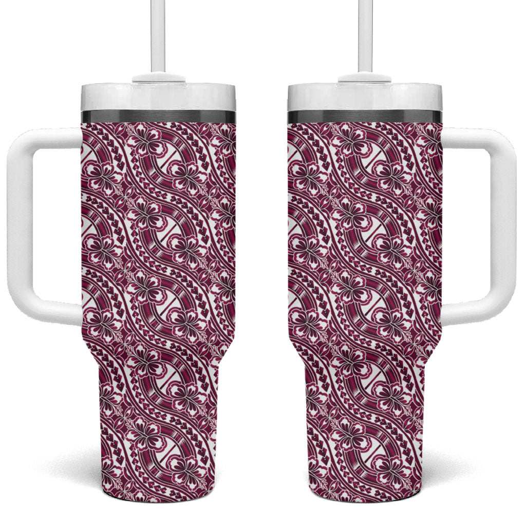 Hibiscus Bloom Island Tribal Waves Tumbler With Handle Pink Polynesian Pattern LT01 One Size: 40 oz Pink - Polynesian Pride