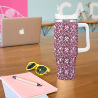 Hibiscus Bloom Island Tribal Waves Tumbler With Handle Pink Polynesian Pattern LT01 - Polynesian Pride