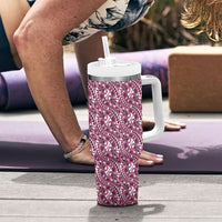 Hibiscus Bloom Island Tribal Waves Tumbler With Handle Pink Polynesian Pattern LT01 - Polynesian Pride