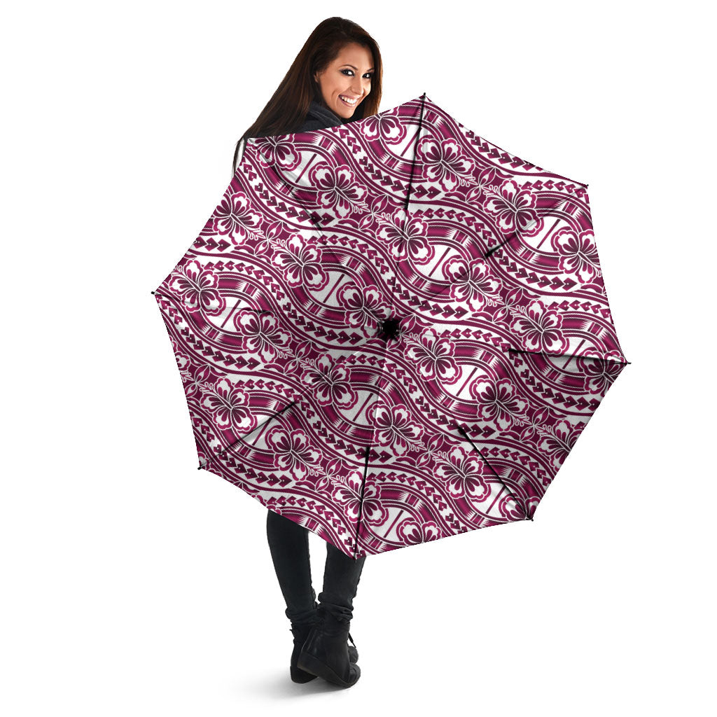 Hibiscus Bloom Island Tribal Waves Umbrella Pink Polynesian Pattern LT01 - Polynesian Pride