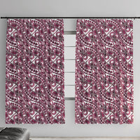 Hibiscus Bloom Island Tribal Waves Window Curtain Pink Polynesian Pattern LT01 With Hooks Pink - Polynesian Pride