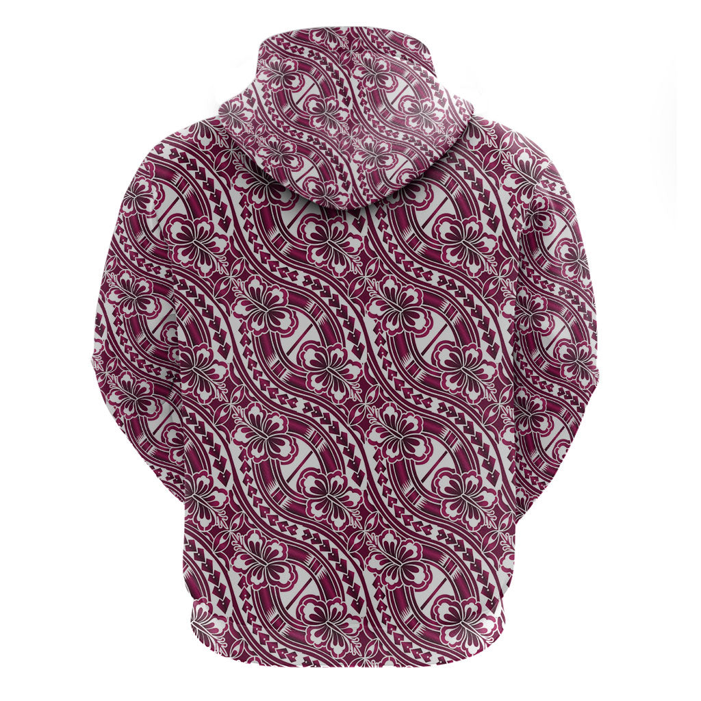 Hibiscus Bloom Island Tribal Waves Zip Hoodie Pink Polynesian Pattern LT01 - Polynesian Pride