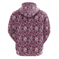 Hibiscus Bloom Island Tribal Waves Zip Hoodie Pink Polynesian Pattern LT01 - Polynesian Pride
