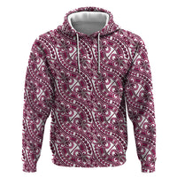 Hibiscus Bloom Island Tribal Waves Zip Hoodie Pink Polynesian Pattern LT01 Pullover Hoodie Pink - Polynesian Pride