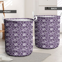 Hibiscus Bloom Island Tribal Waves Laundry Basket Purple Polynesian Pattern LT01 - Polynesian Pride