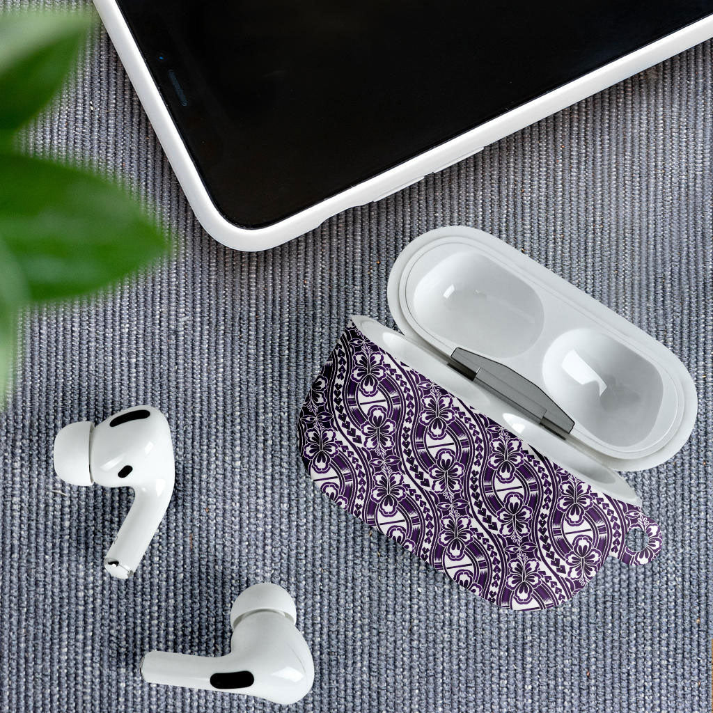 Hibiscus Bloom Island Tribal Waves AirPods Case Purple Polynesian Pattern LT01 - Polynesian Pride