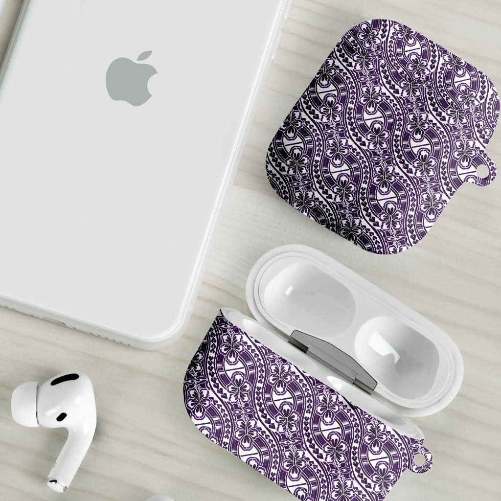 Hibiscus Bloom Island Tribal Waves AirPods Case Purple Polynesian Pattern LT01 - Polynesian Pride