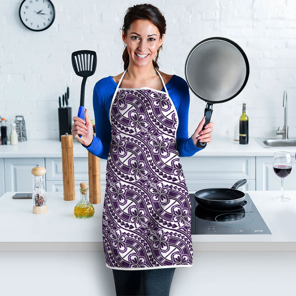 Hibiscus Bloom Island Tribal Waves Apron Purple Polynesian Pattern LT01 - Polynesian Pride