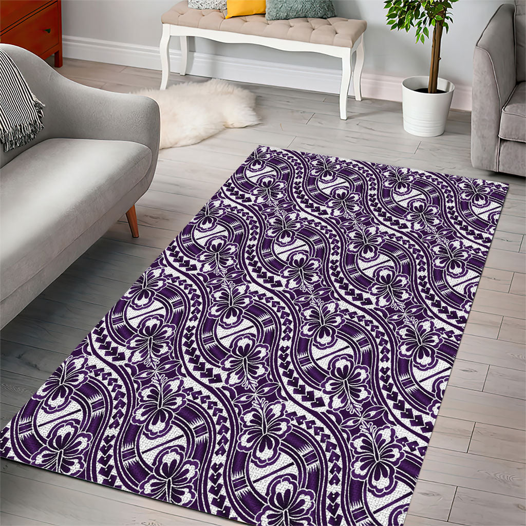 Hibiscus Bloom Island Tribal Waves Area Rug Purple Polynesian Pattern LT01 - Polynesian Pride