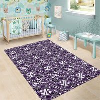 Hibiscus Bloom Island Tribal Waves Area Rug Purple Polynesian Pattern LT01 - Polynesian Pride