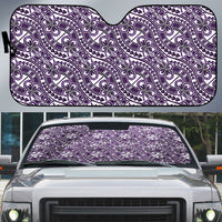 Hibiscus Bloom Island Tribal Waves Auto Sun Shade Purple Polynesian Pattern LT01 Purple - Polynesian Pride