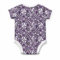 Hibiscus Bloom Island Tribal Waves Baby Onesie Purple Polynesian Pattern LT01 - Polynesian Pride