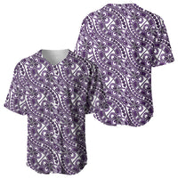 Hibiscus Bloom Island Tribal Waves Baseball Jersey Purple Polynesian Pattern LT01 - Polynesian Pride