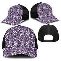 Hibiscus Bloom Island Tribal Waves Baseball Net Cap Purple Polynesian Pattern LT01 - Polynesian Pride
