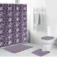 Hibiscus Bloom Island Tribal Waves Bathroom Set Purple Polynesian Pattern LT01 Bathroom Set (4 pcs) Purple - Polynesian Pride