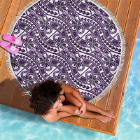 Hibiscus Bloom Island Tribal Waves Beach Blanket Purple Polynesian Pattern LT01 - Polynesian Pride